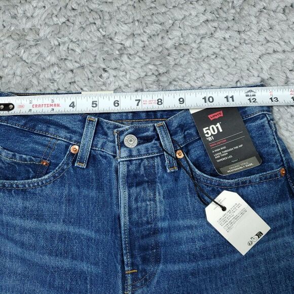 Levi's Premium 501 '81 Mom Jeans Medium Wash Blue Size 24x31 High Rise Tapered - Picture 10 of 12